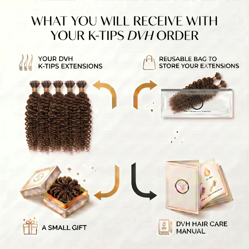 DVH Kinky Curly Keratin Bond (K-Tip) Hair Extensions