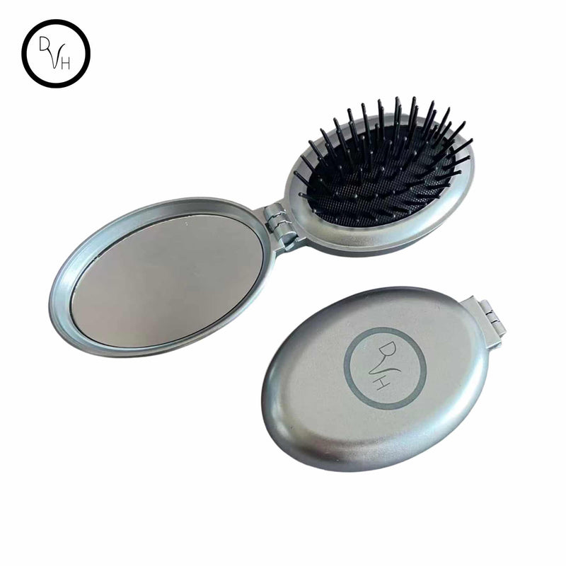 DVH Compact Mirror & Detangling Brush (Travel Essential)