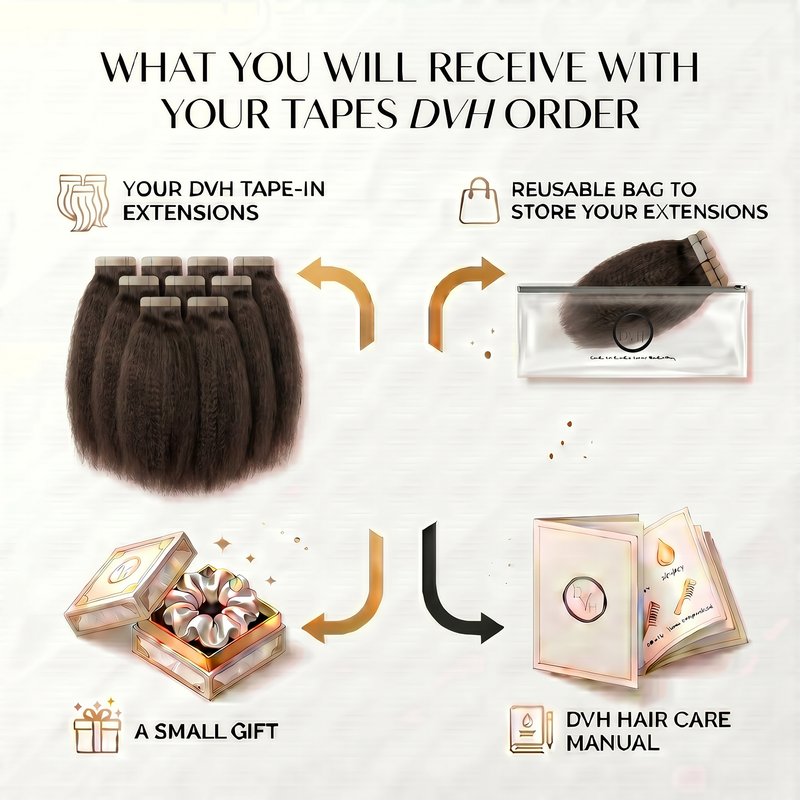 DVH Virgin Kinky Straight Tape In Extensions