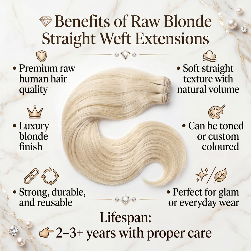 Raw Blonde Straight Weft Extensions