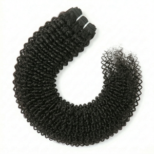Black curly hair extensions on a white background