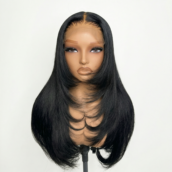 Maya – Jet Black Straight 6x6 HD Lace Closure Wig (Glueless)(Custom wig)